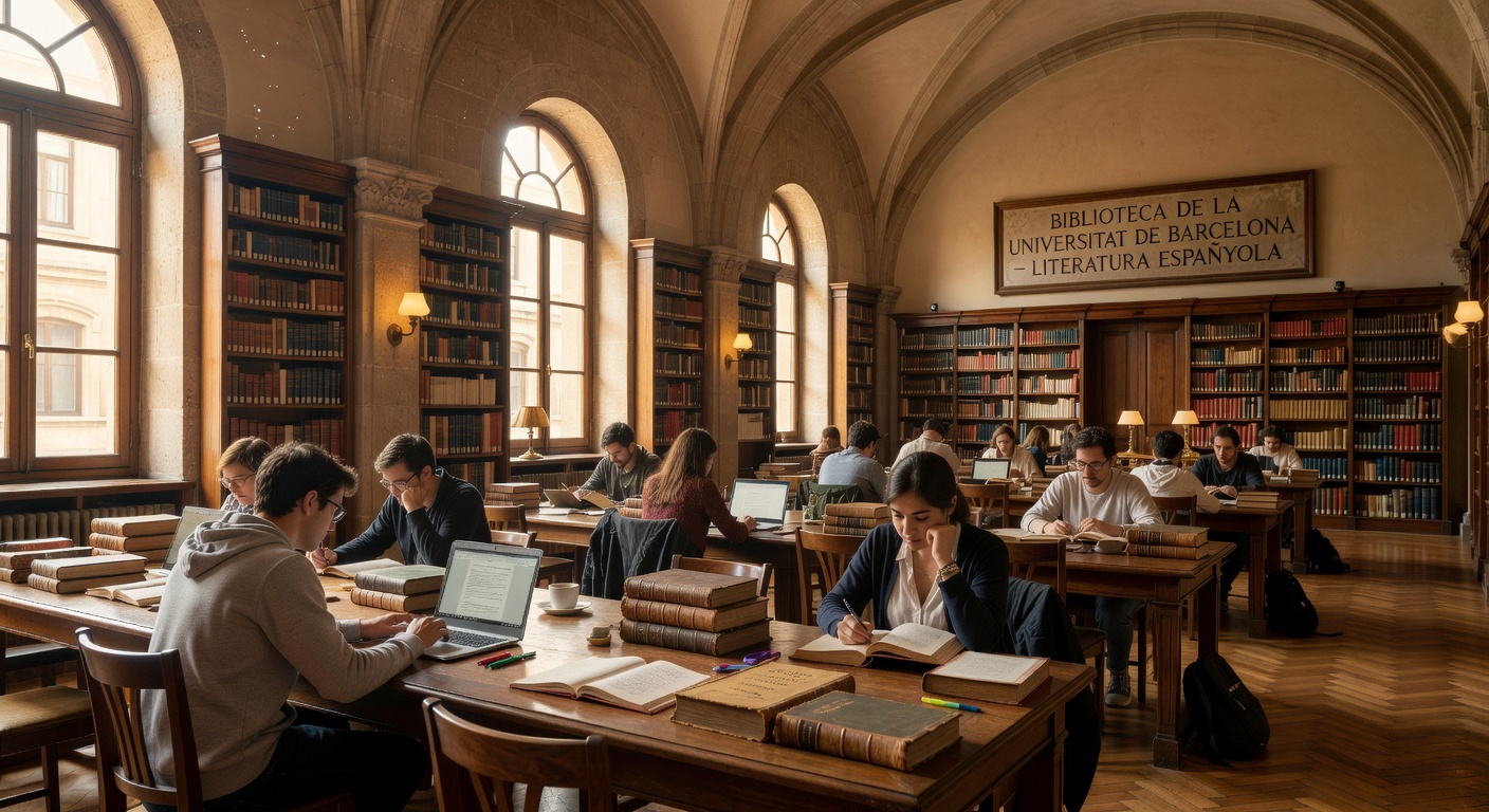 Investigación en la biblioteca de la Universidad de Barcelona