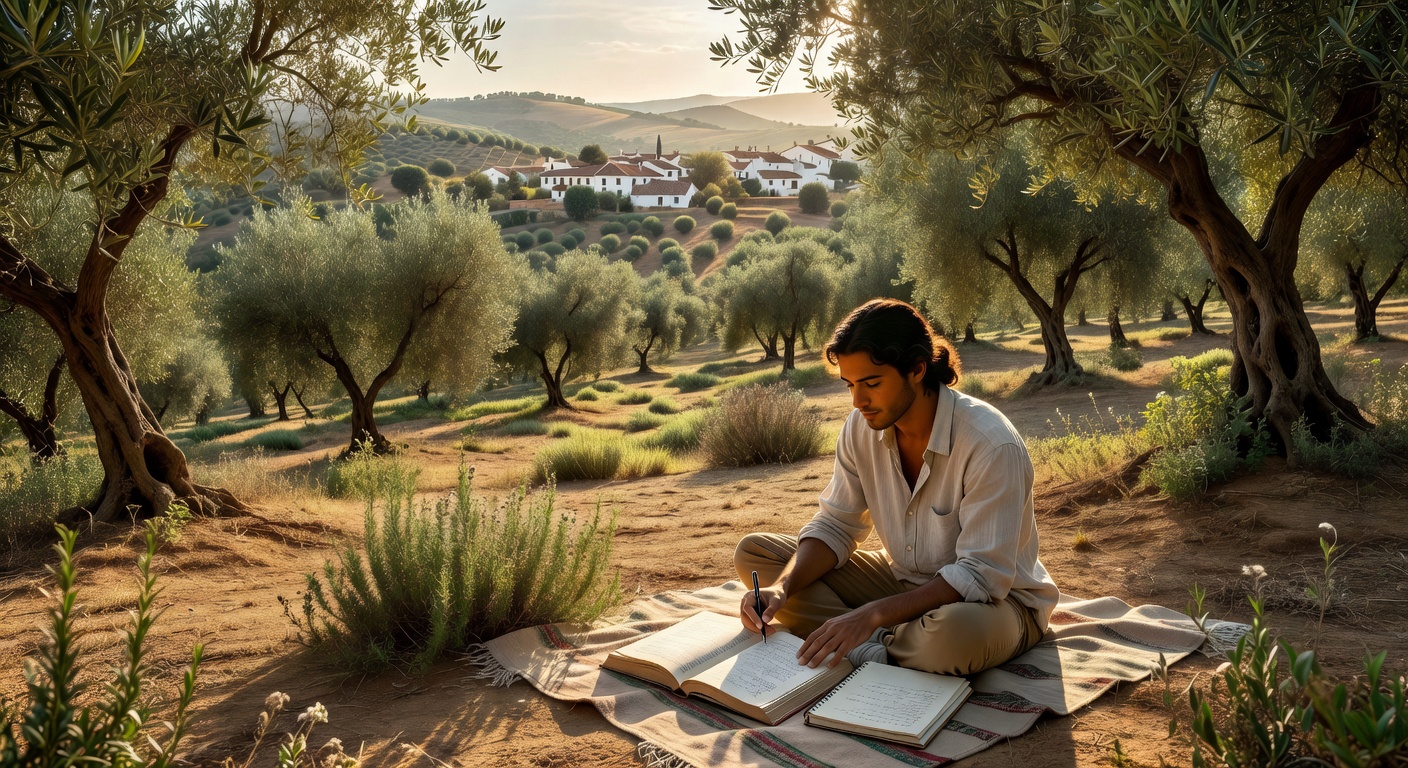 Estudiando bajo olivos en Jaén